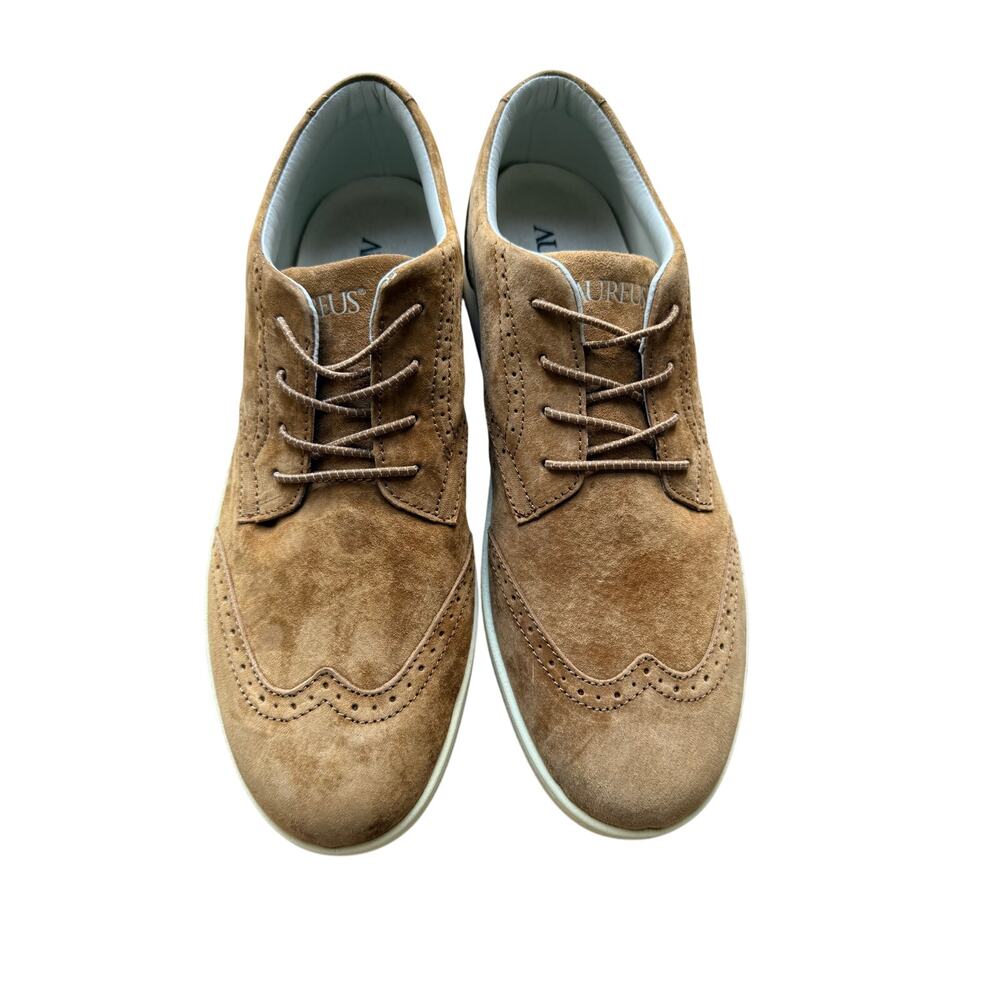 Aureus Men's Suede Wingtip Oxford Dress Shoes Tan Size 12